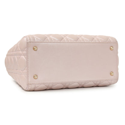 Exclusive Christian Dior Lotus Pearly Lambskin Cannage Medium Lady Dior — Back View