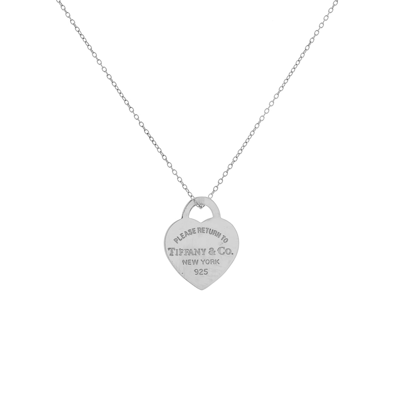 Exclusive Tiffany & Co. Sterling Silver Heart Tag Pendant Necklace — Front View