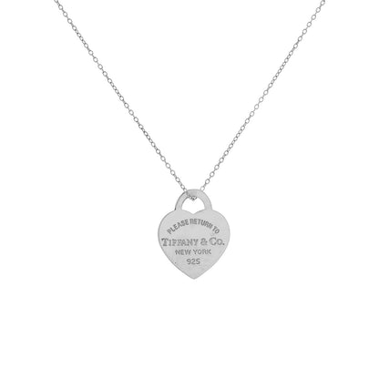 Exclusive Tiffany & Co. Sterling Silver Heart Tag Pendant Necklace — Front View