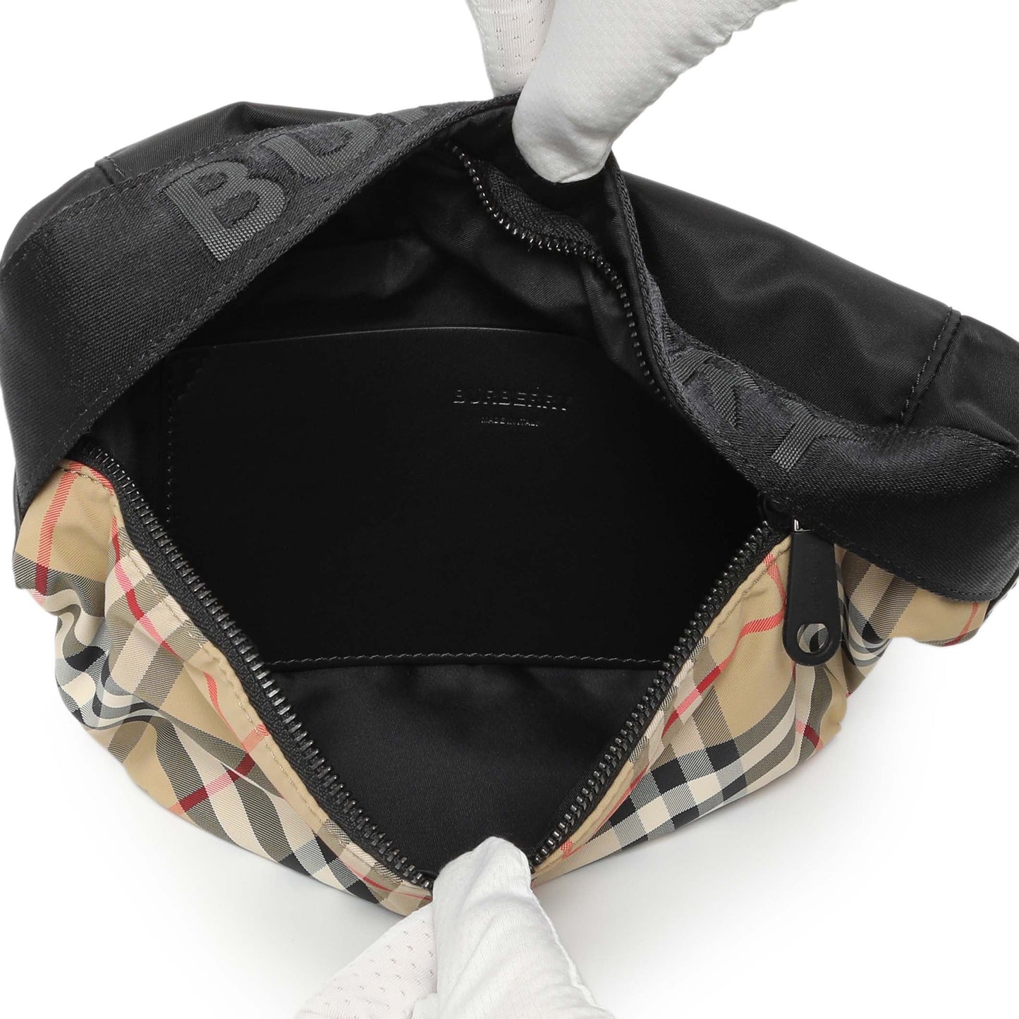 Exclusive Burberry Nylon Vintage Check Sonny Bum Bag — Top View