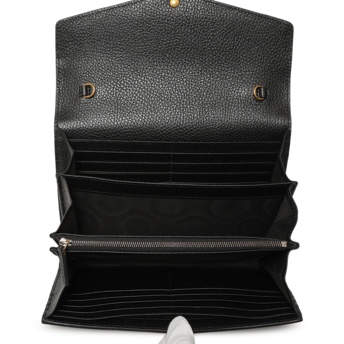 Exclusive Gucci Black Calfskin GG Marmont Chain Wallet — Top View