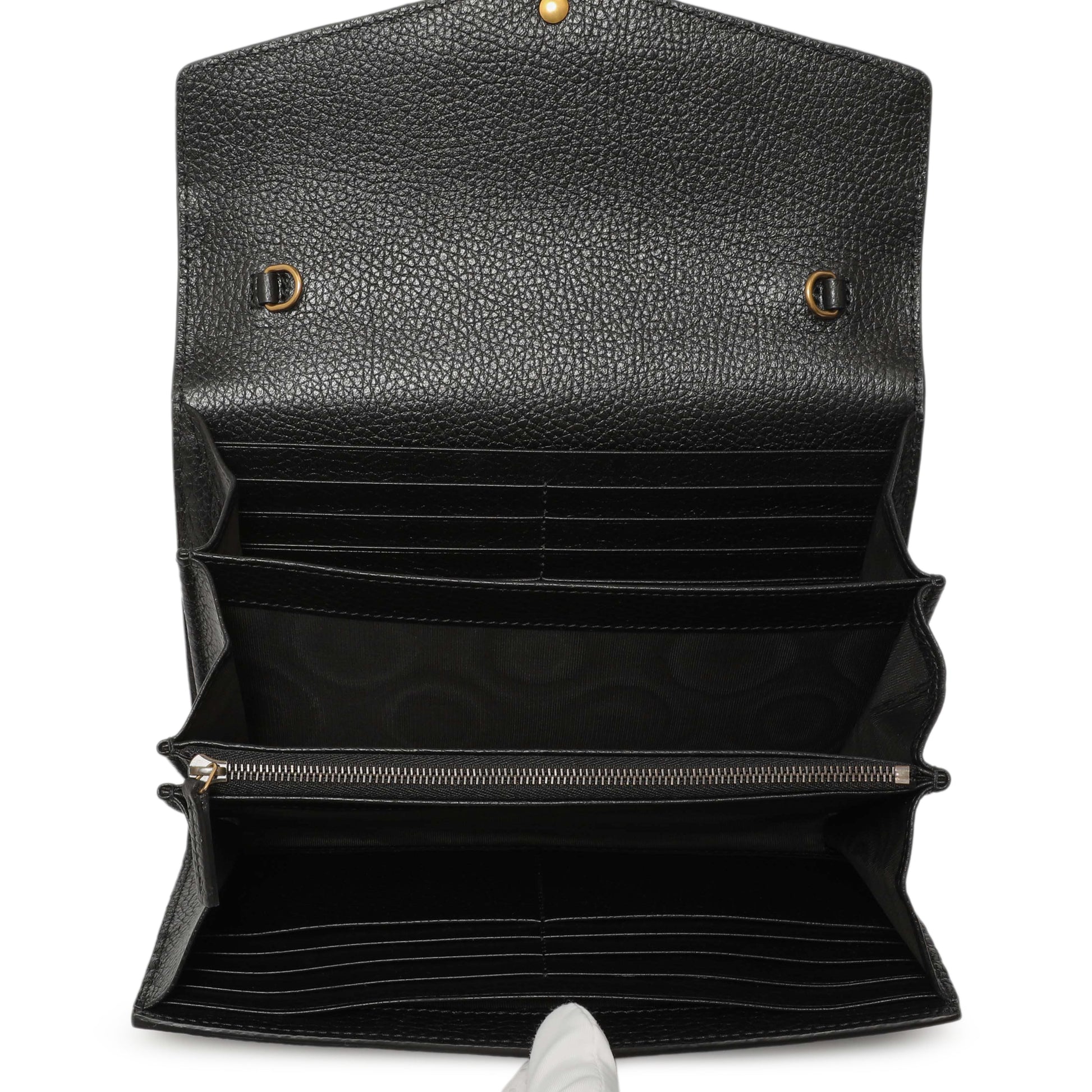 Exclusive Gucci Black Calfskin GG Marmont Chain Wallet — Top View