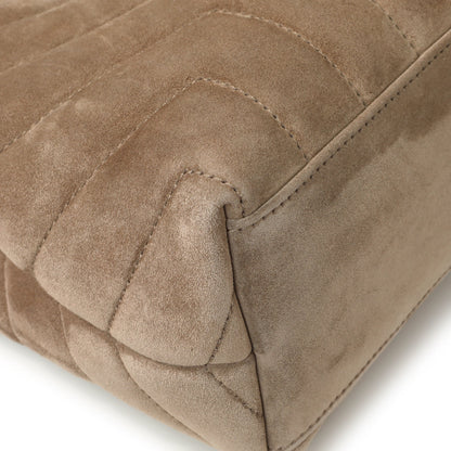 Exclusive Saint Laurent Beige Suede Y Quilted Monogram Small Loulou Chain Satchel — Lifestyle View