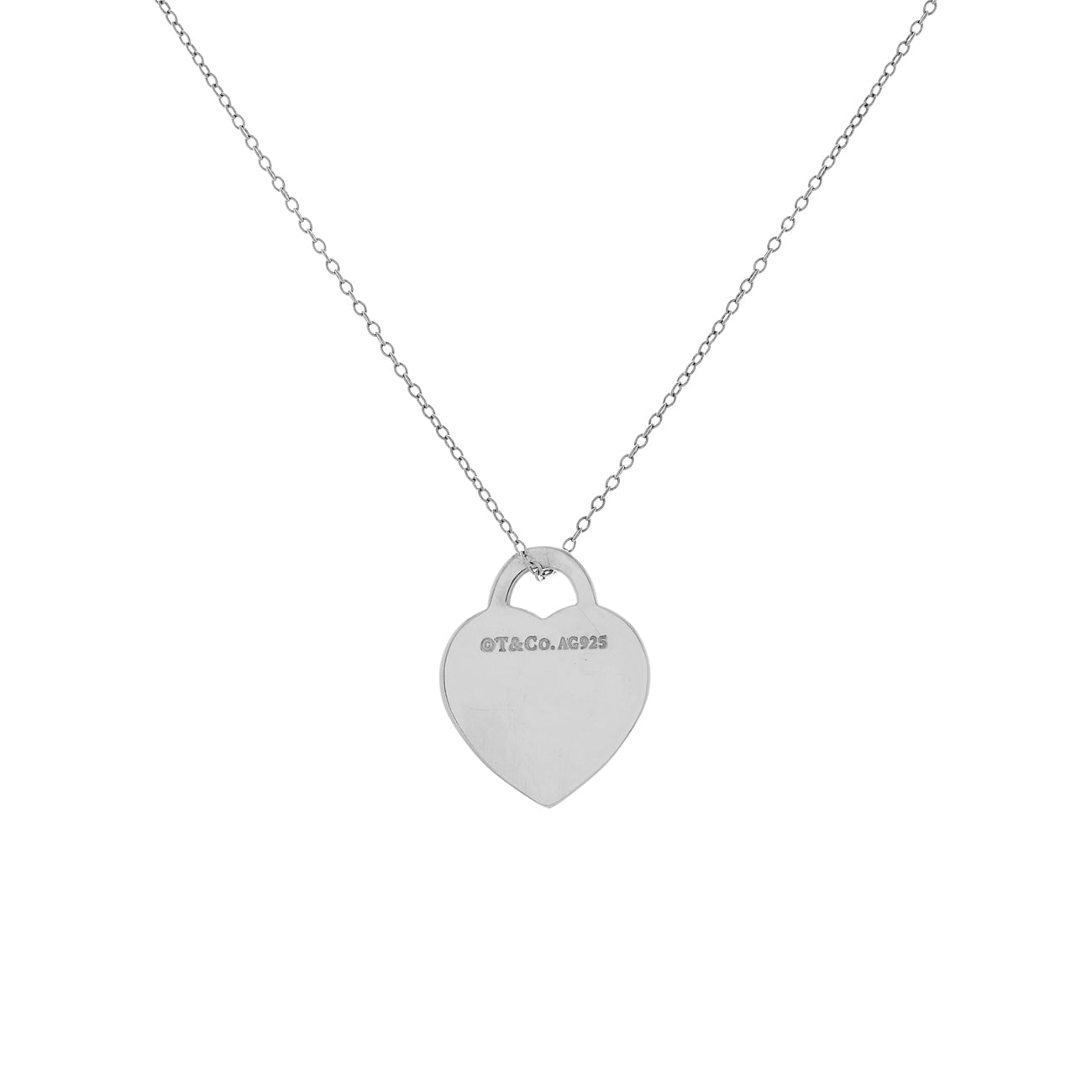 Exclusive Tiffany & Co. Sterling Silver Heart Tag Pendant Necklace — Side View