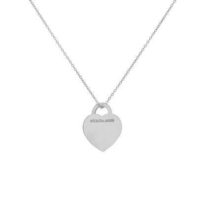 Exclusive Tiffany & Co. Sterling Silver Heart Tag Pendant Necklace — Side View