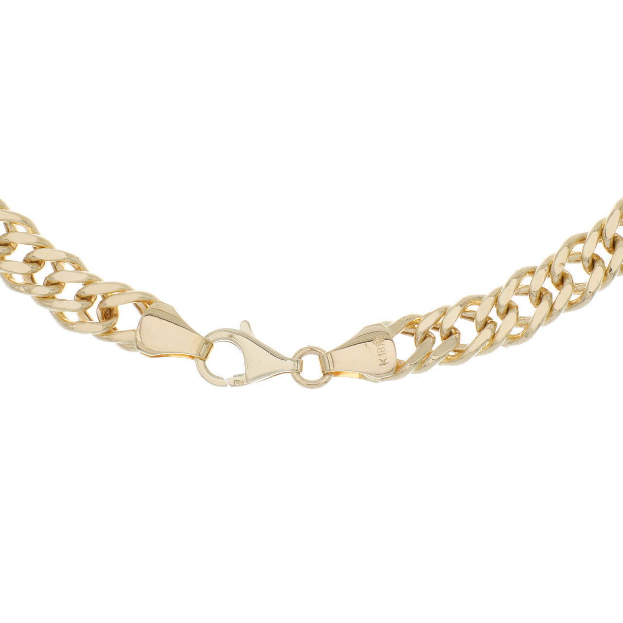Exclusive 18K Yellow Gold Double Curb Link Chain Necklace — Side View