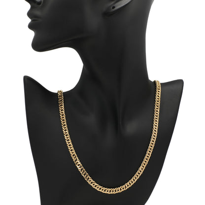 Exclusive 18K Yellow Gold Double Curb Link Chain Necklace — Back View