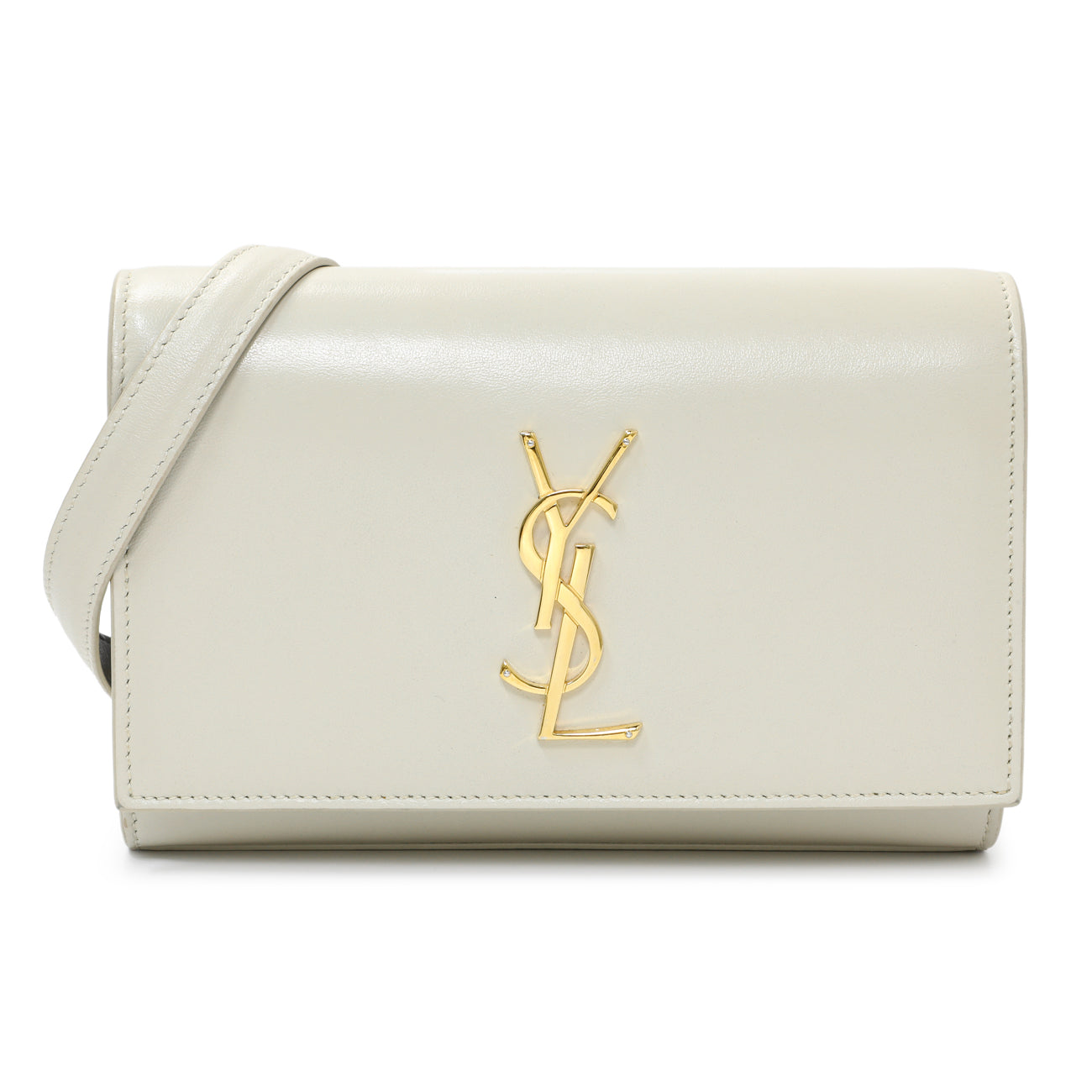Exclusive Saint Laurent Ivory Calfskin Kate Belt Bag — Front View