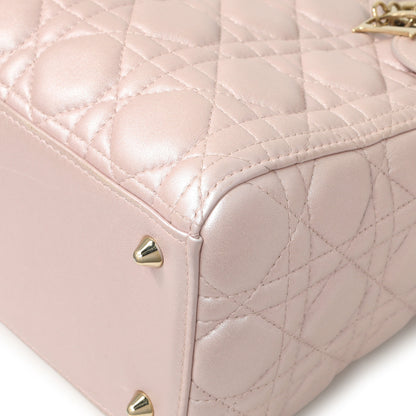 Exclusive Christian Dior Lotus Pearly Lambskin Cannage Medium Lady Dior — Detail View