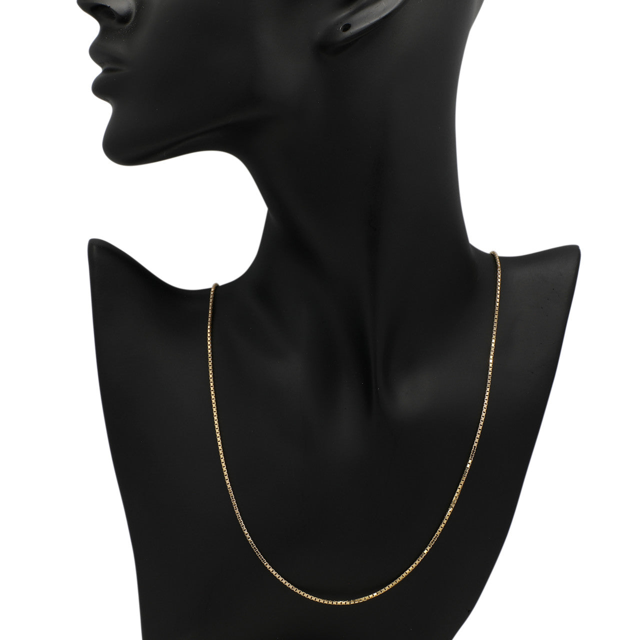 Exclusive 14K Yellow Gold Gold Box Link Chain Necklace — Side View