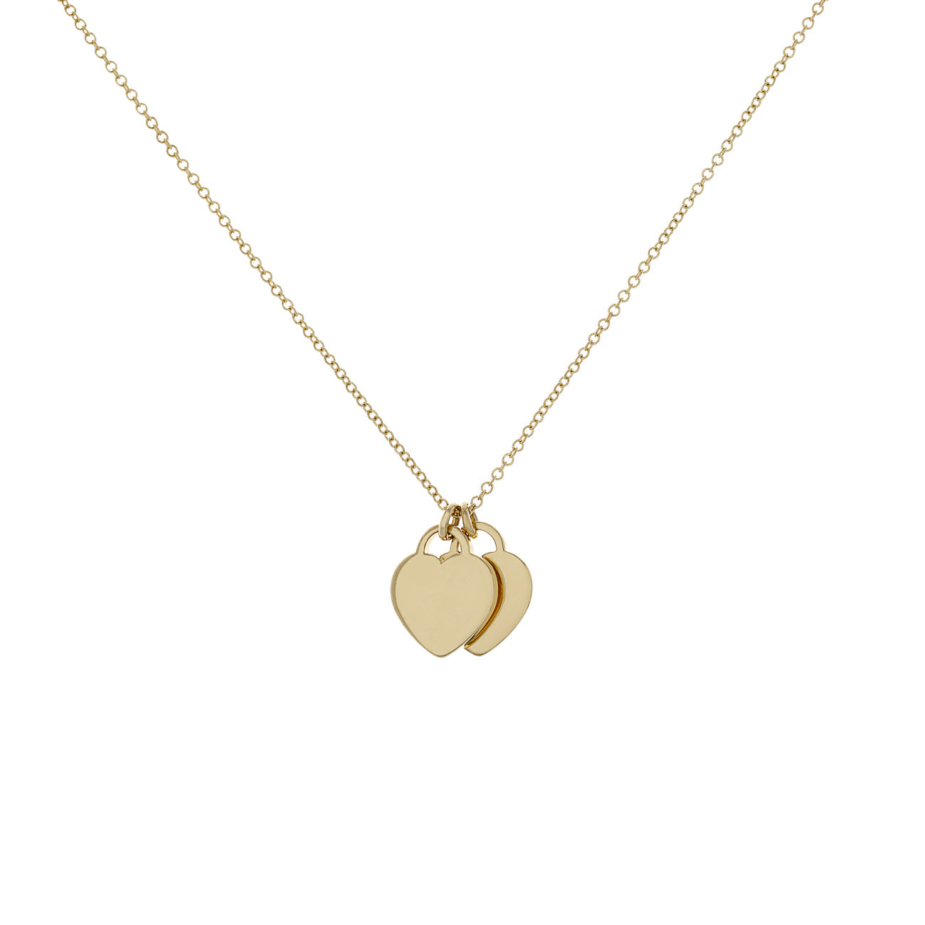 Exclusive Tiffany & Co. 18K Yellow Gold Mini Double Heart Tag Pendant — Side View
