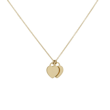 Exclusive Tiffany & Co. 18K Yellow Gold Mini Double Heart Tag Pendant — Side View