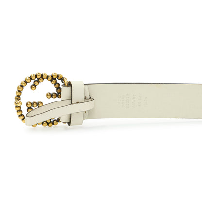 Exclusive Gucci White Calfskin Studded Interlocking G 30mm Belt — Back View