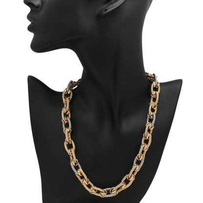 Exclusive 18K Tri-Tone Gold Link Necklace — Back View
