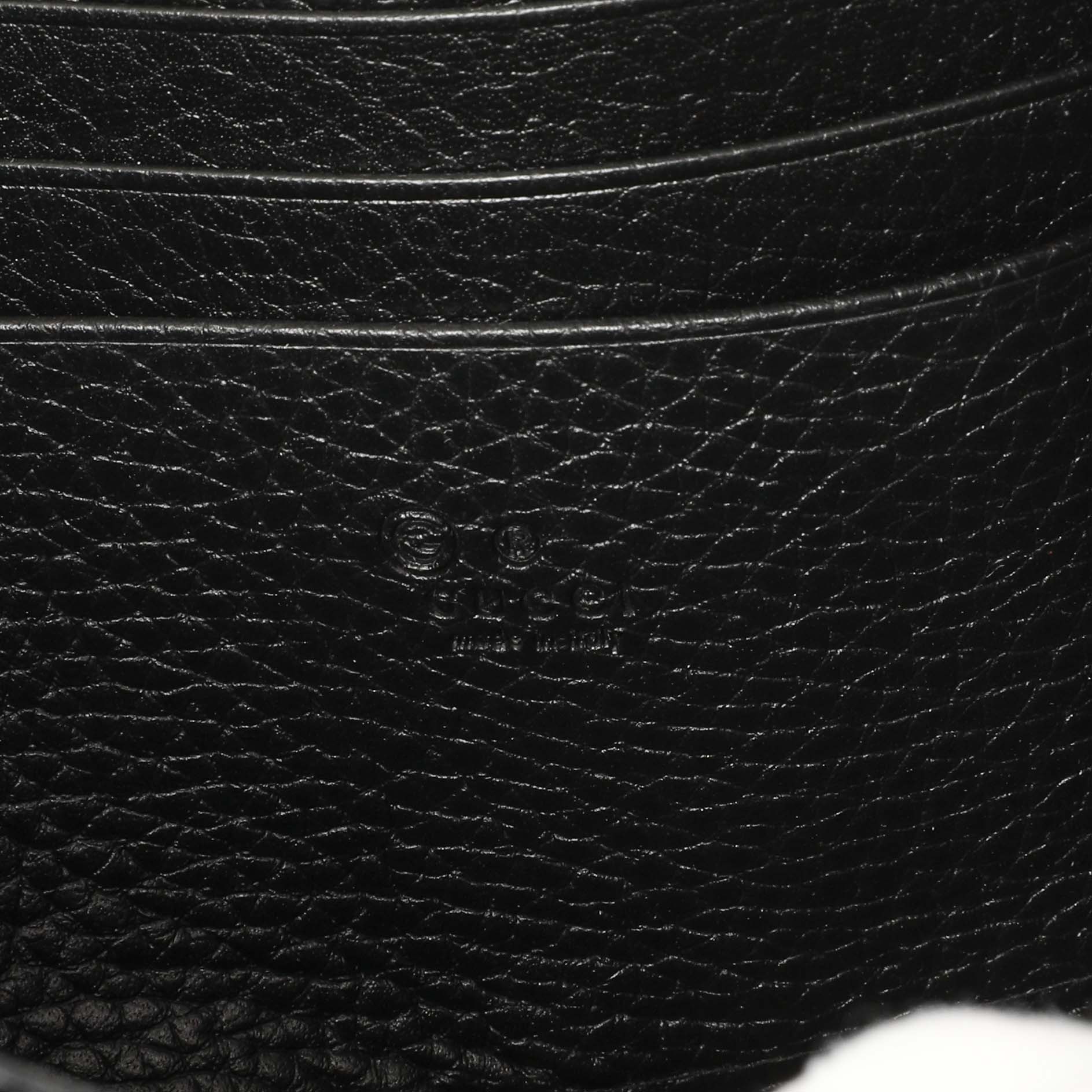 Exclusive Gucci Black Calfskin GG Marmont Chain Wallet — Detail View