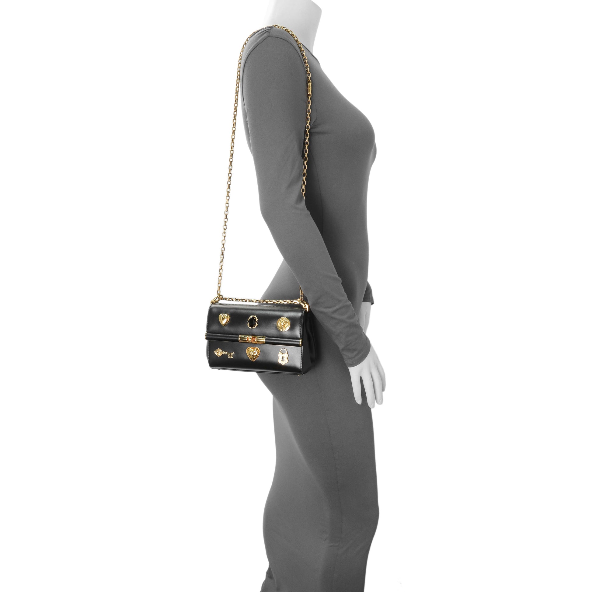 Exclusive Dolce & Gabbana Black Calfskin Small Marlene Crossbody — Alternate View 7