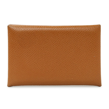 Exclusive Hermes Gold Epsom Calvi Card Case — Side View