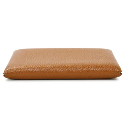 Exclusive Hermes Gold Epsom Calvi Card Case — Back View