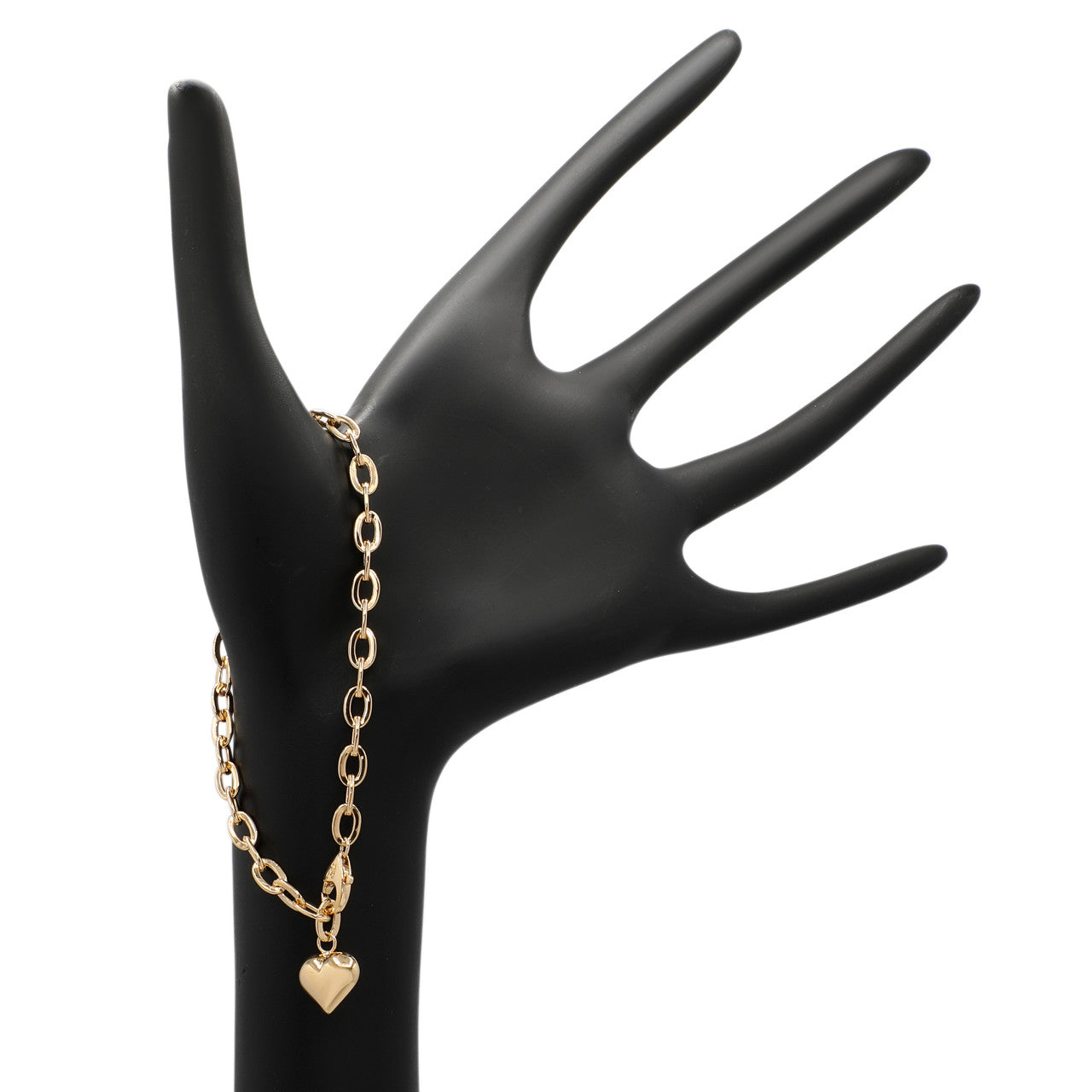 Exclusive 18K Yellow Gold Heart Charm Link Bracelet — Side View