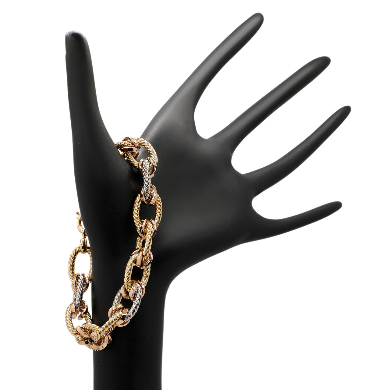 Exclusive 18K Tri-Tone Gold Link Bracelet — Back View