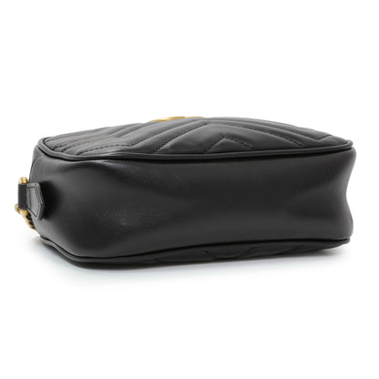 Exclusive Gucci Black Calfskin Matelasse Mini GG Marmont Chain Shoulder Bag — Back View