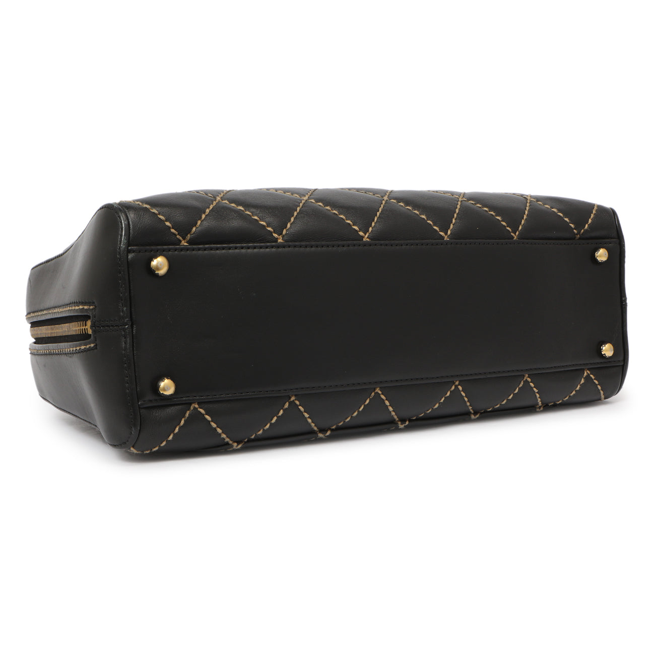 Exclusive Chanel Black Calfskin Wild Stitch Top Handle — Back View
