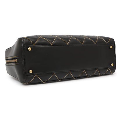 Exclusive Chanel Black Calfskin Wild Stitch Top Handle — Back View