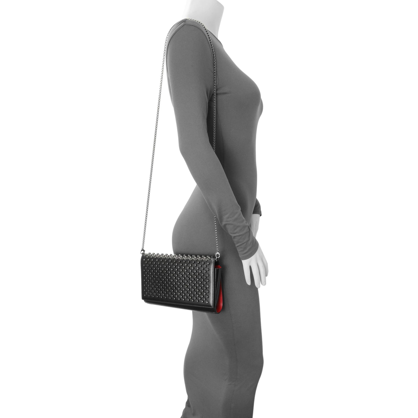 Exclusive Christian Louboutin Black Calfskin Paloma Clutch — Lifestyle View