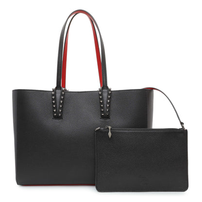 Exclusive Christian Louboutin Black Calfskin Spiked Cabata Tote — Front View