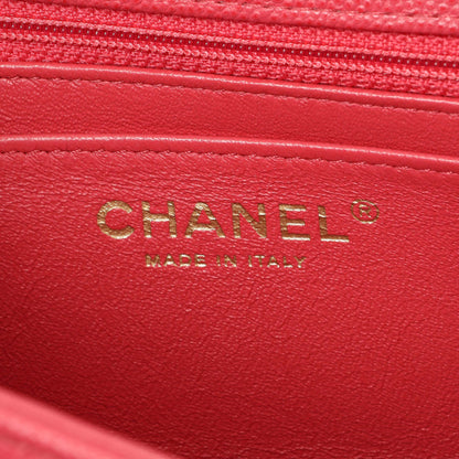Exclusive Chanel Pink Quilted Caviar Mini Square Flap — Detail View
