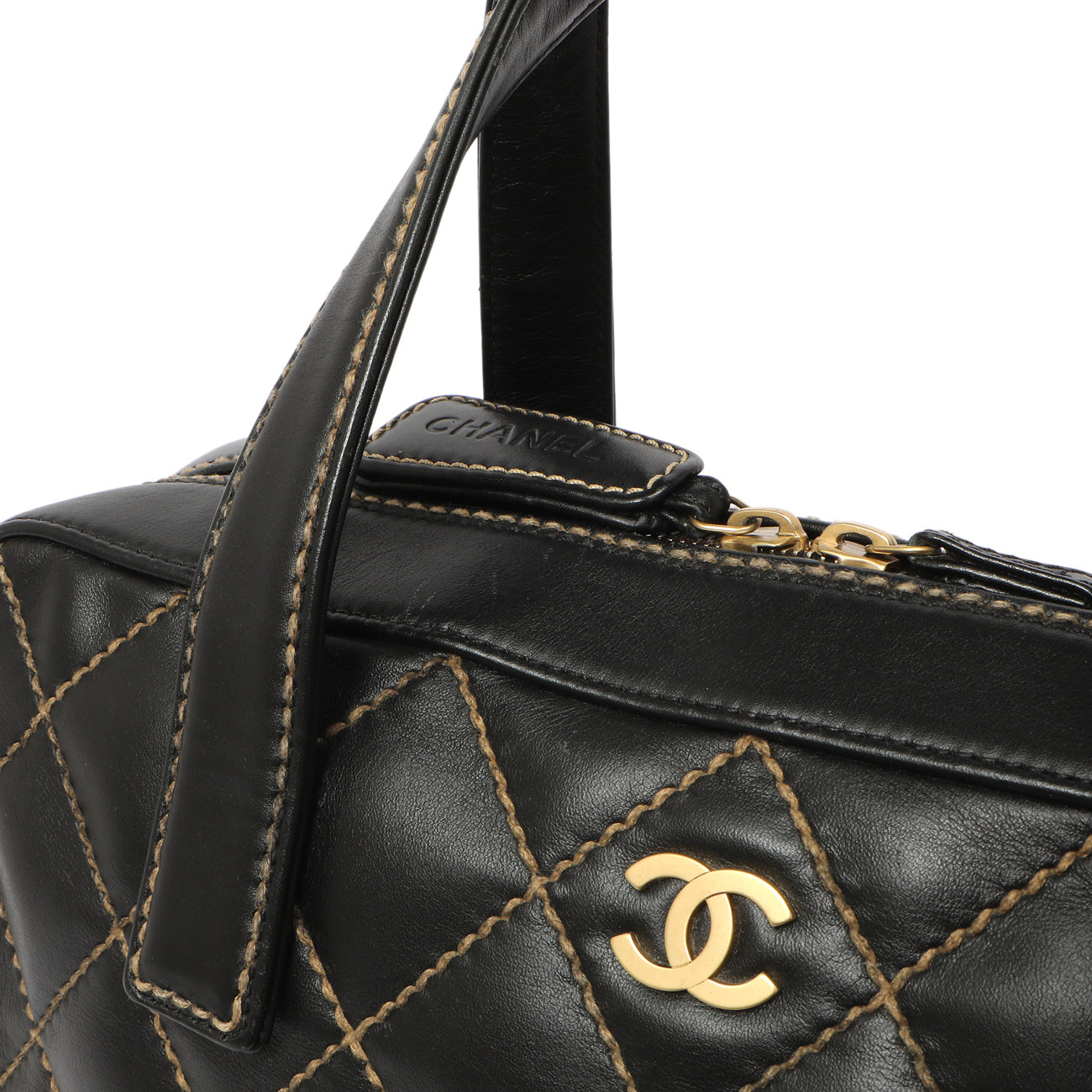Exclusive Chanel Black Calfskin Wild Stitch Top Handle — Alternate View 12