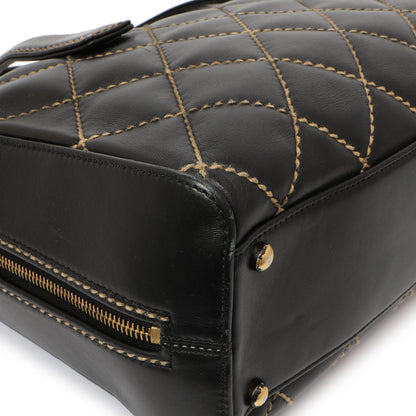 Exclusive Chanel Black Calfskin Wild Stitch Top Handle — Top View