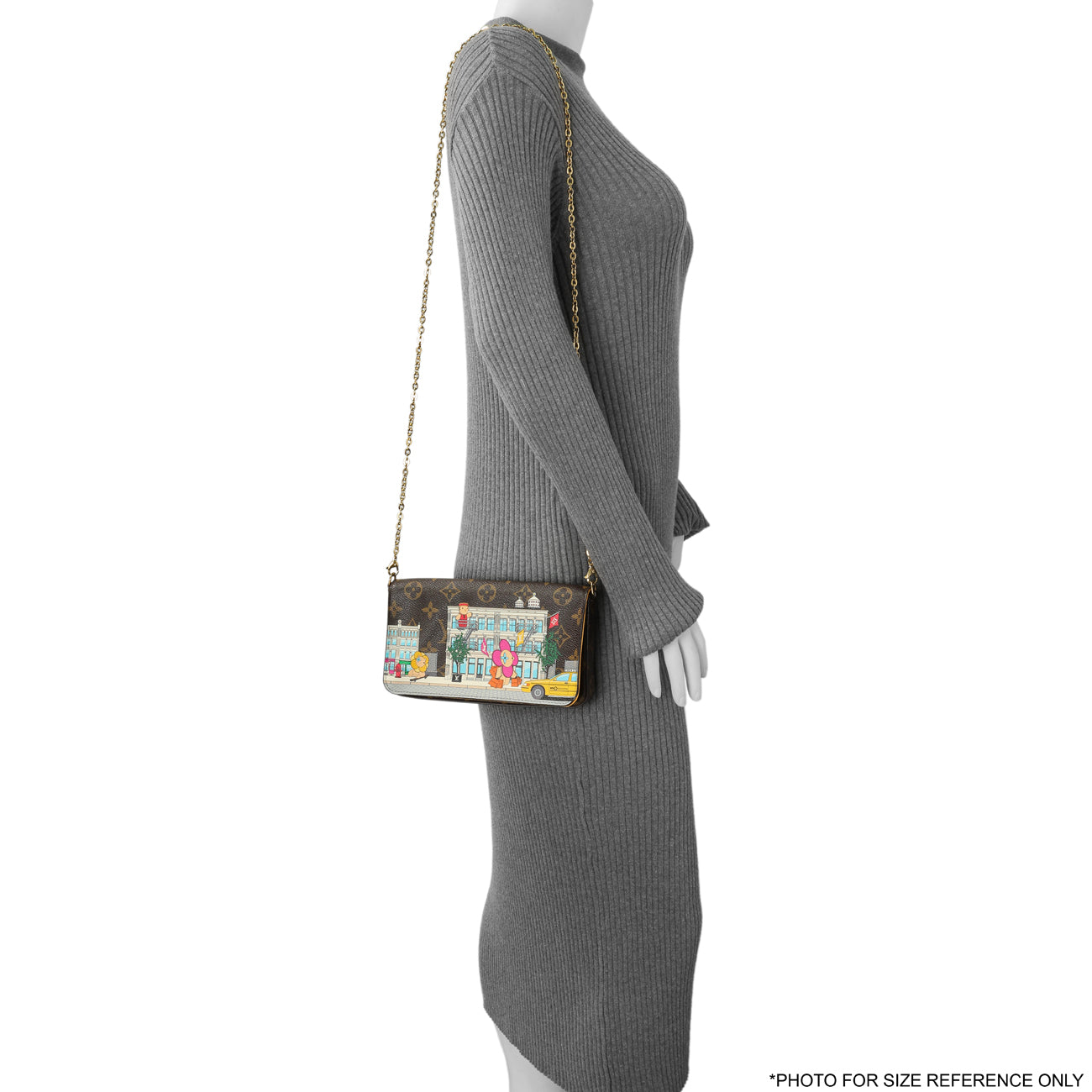Exclusive Louis Vuitton Monogram 2022 Christmas Animation New York Soho Pochette Felicie Chain Wallet — Alternate View 7