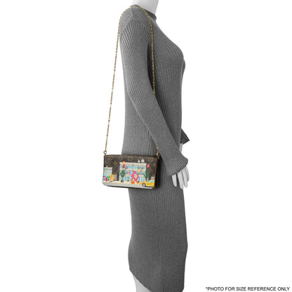 Exclusive Louis Vuitton Monogram 2022 Christmas Animation New York Soho Pochette Felicie Chain Wallet — Alternate View 7