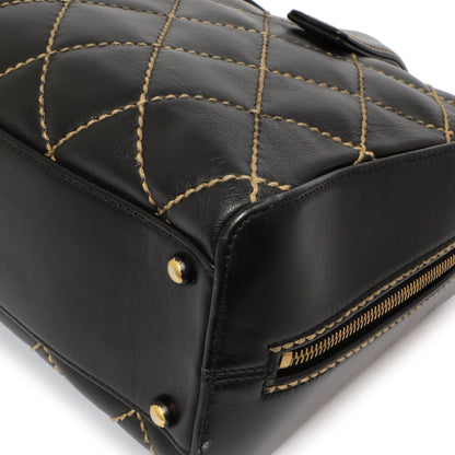Exclusive Chanel Black Calfskin Wild Stitch Top Handle — Detail View
