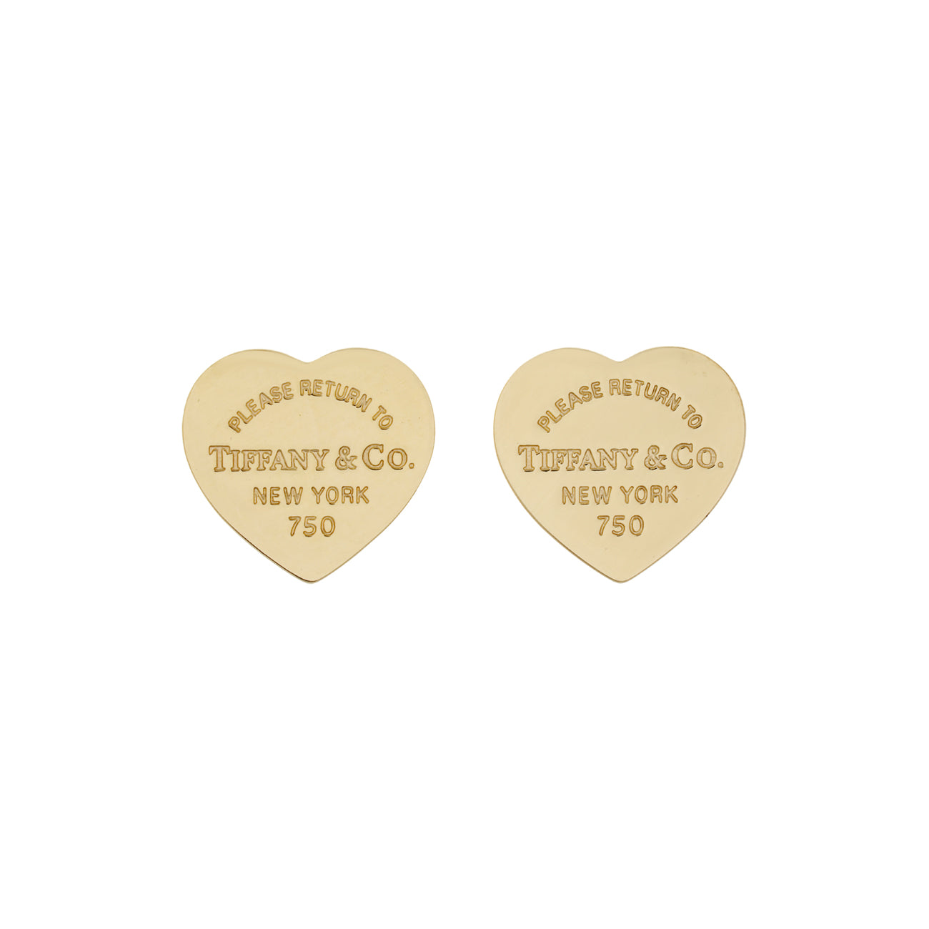 Exclusive Tiffany & Co. 18K Yellow Gold Heart Tag Stud Earrings — Front View