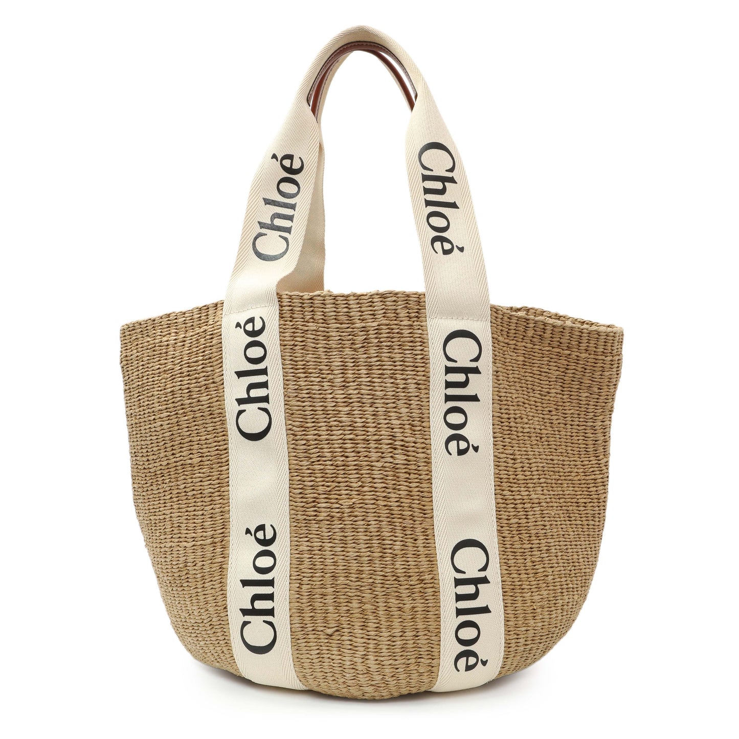 Exclusive Chloe Raffia Large Woody Basket Bag — Front View