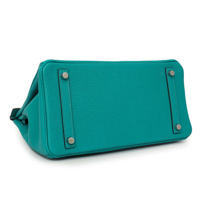 Exclusive Hermes Bleu Paon Clemence Birkin 30 — Back View