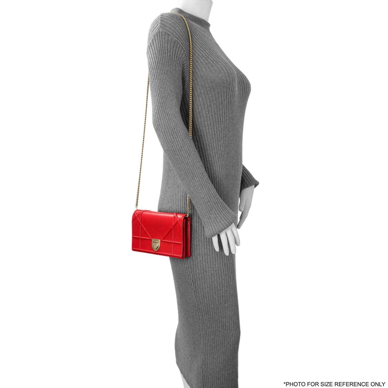 Exclusive Christian Dior Red Calfskin Diorama Wallet On Chain — Alternate View 11
