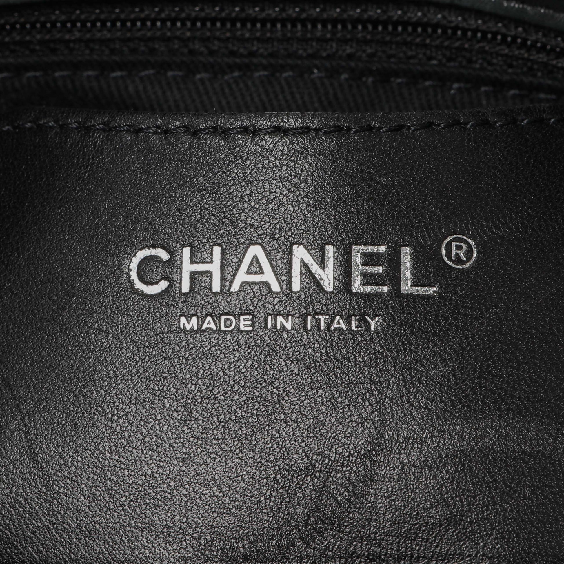 Exclusive Chanel Black Iridescent Calfskin Quilted Large Just Mademoiselle Bowling Bag — Alternate View 9