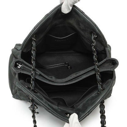 Exclusive Chanel Black Iridescent Calfskin Quilted Large Just Mademoiselle Bowling Bag — Alternate View 8