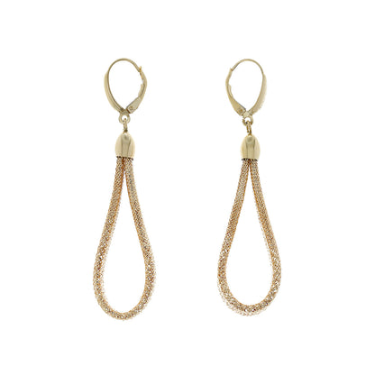Exclusive 18K Yellow Gold Woven Mesh Drop Earrings — Side View