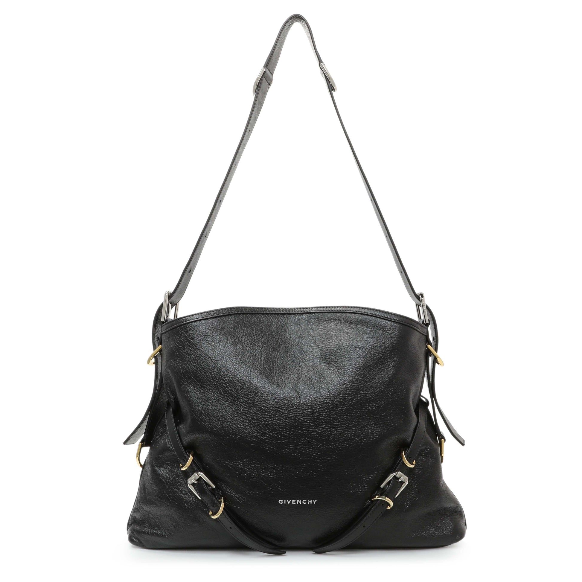 Exclusive Givenchy Black Buffalo Medium Voyou Bag — Front View