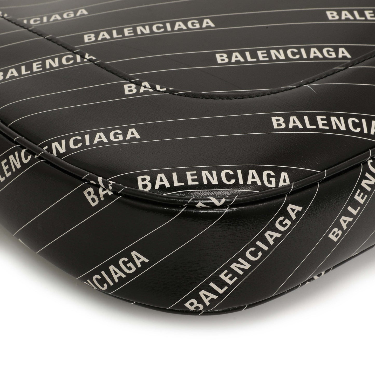 Exclusive Gucci X Balenciaga Black Calfskin Logo Print Medium Jackie 1961 Hobo — Detail View