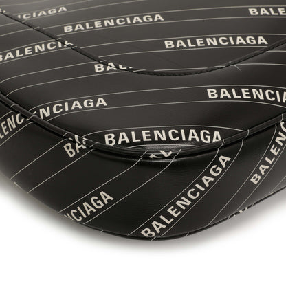 Exclusive Gucci X Balenciaga Black Calfskin Logo Print Medium Jackie 1961 Hobo — Detail View