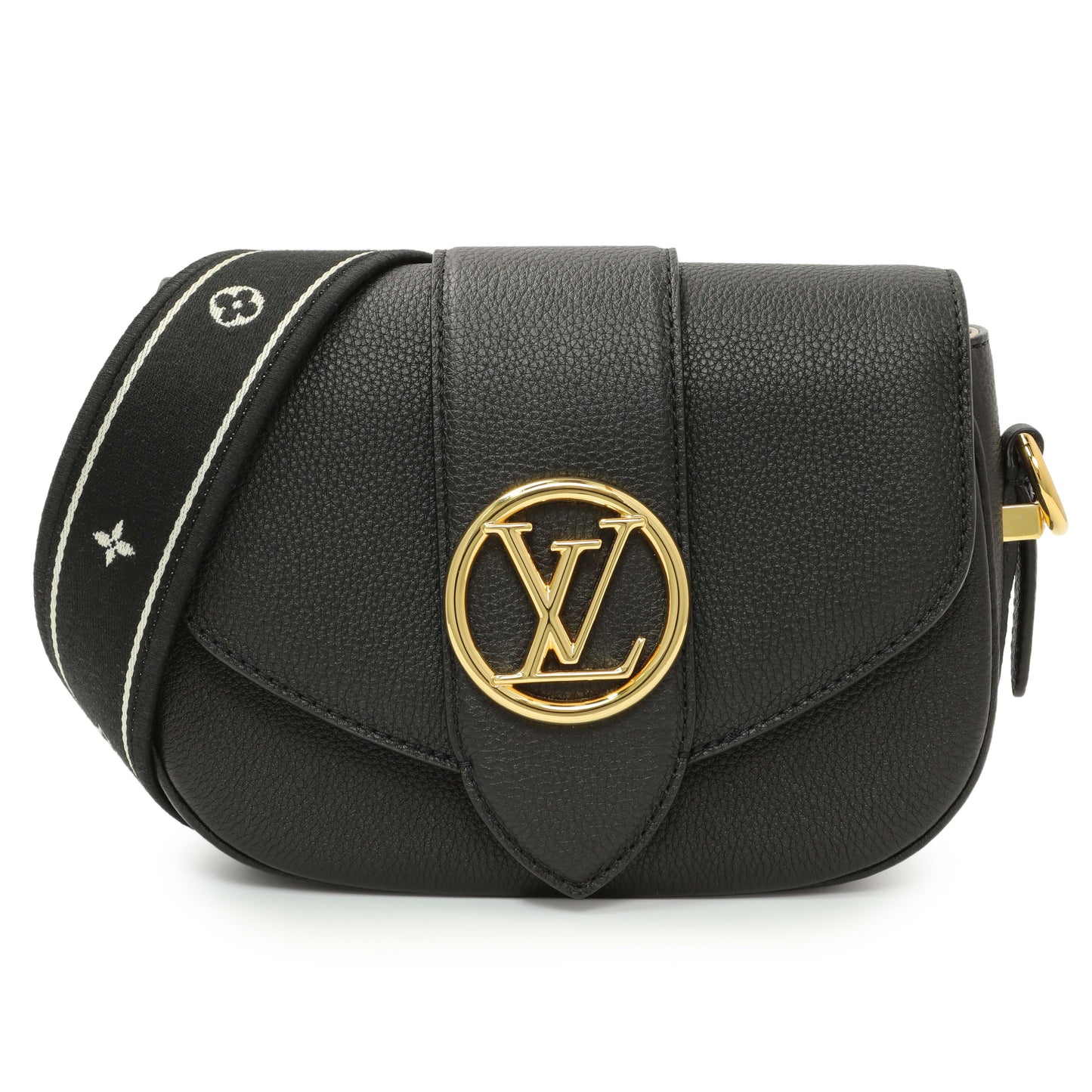 Exclusive Louis Vuitton Black Grained Calfskin LV Pont 9 Soft MM — Front View