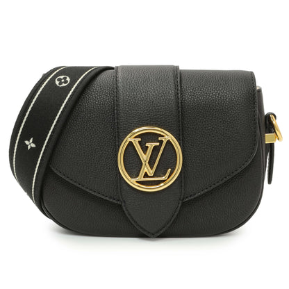 Exclusive Louis Vuitton Black Grained Calfskin LV Pont 9 Soft MM — Front View
