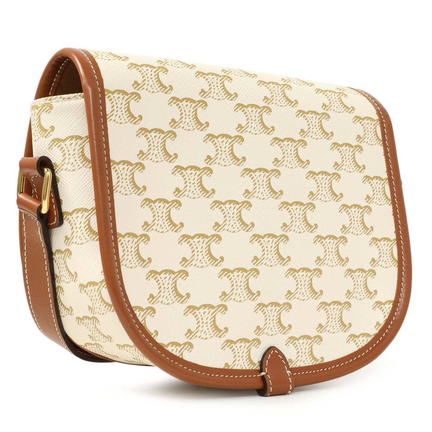 Exclusive Celine White Triomphe Canvas Medium Falco Bag — Side View