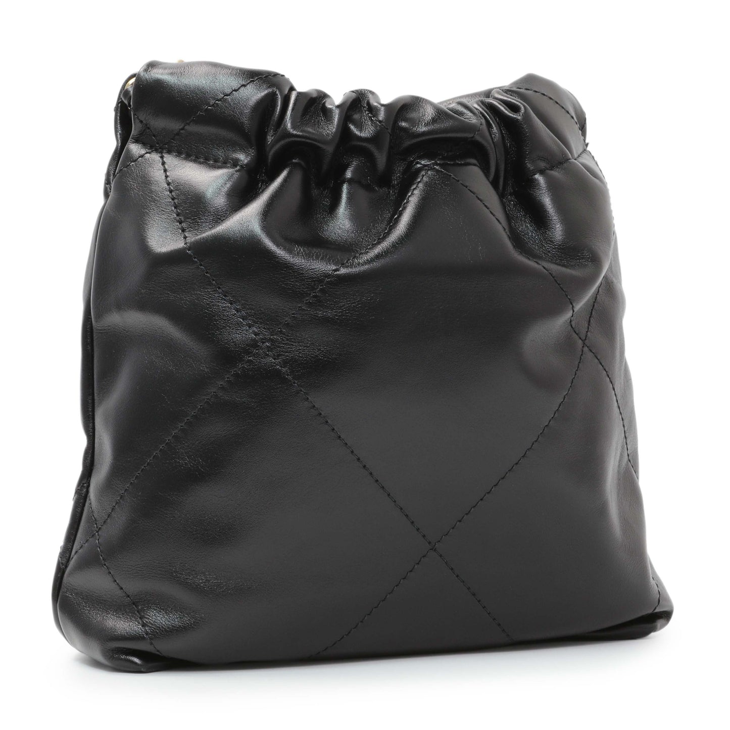 Exclusive Chanel Black Shiny Calfskin Quilted Mini Chanel 22 — Side View