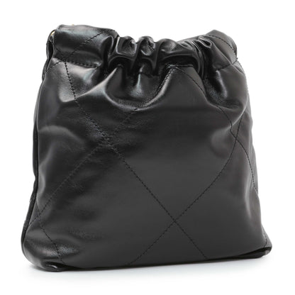 Exclusive Chanel Black Shiny Calfskin Quilted Mini Chanel 22 — Side View